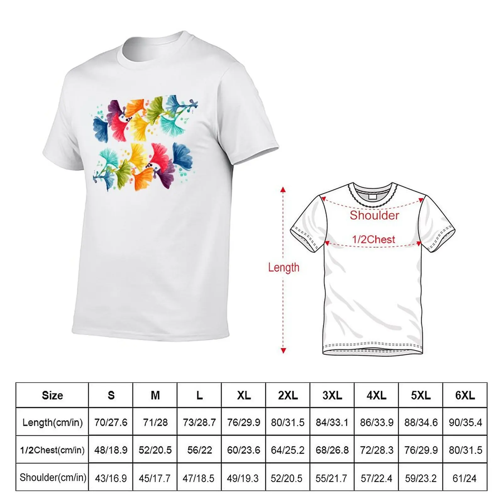 rainbow watercolor ginkgo leaves T-Shirt Funny t-shirts topping men workout shirt