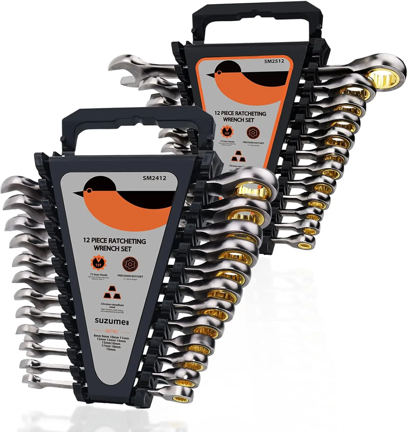 

Набор из 24 метрических ключей с храповым механизмом SAE и шестерней 72T, сталь Cr-V, коробка-органайзер для плотных помещений