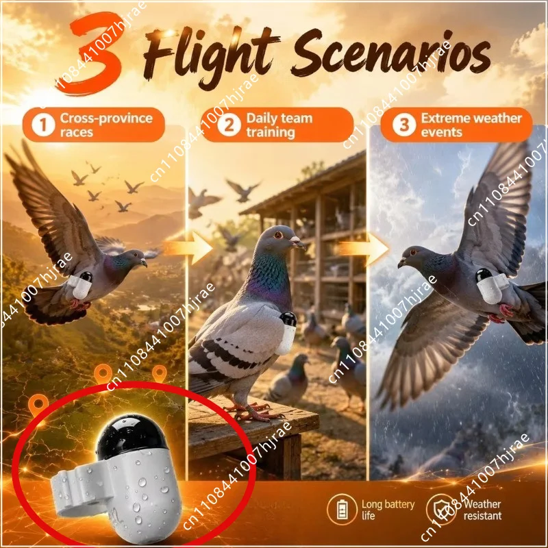 2.2G GPS pigeon locator, no SIM card IP67 waterproof, racing pigeon positioning ring for long-distance flight of homing pigeons