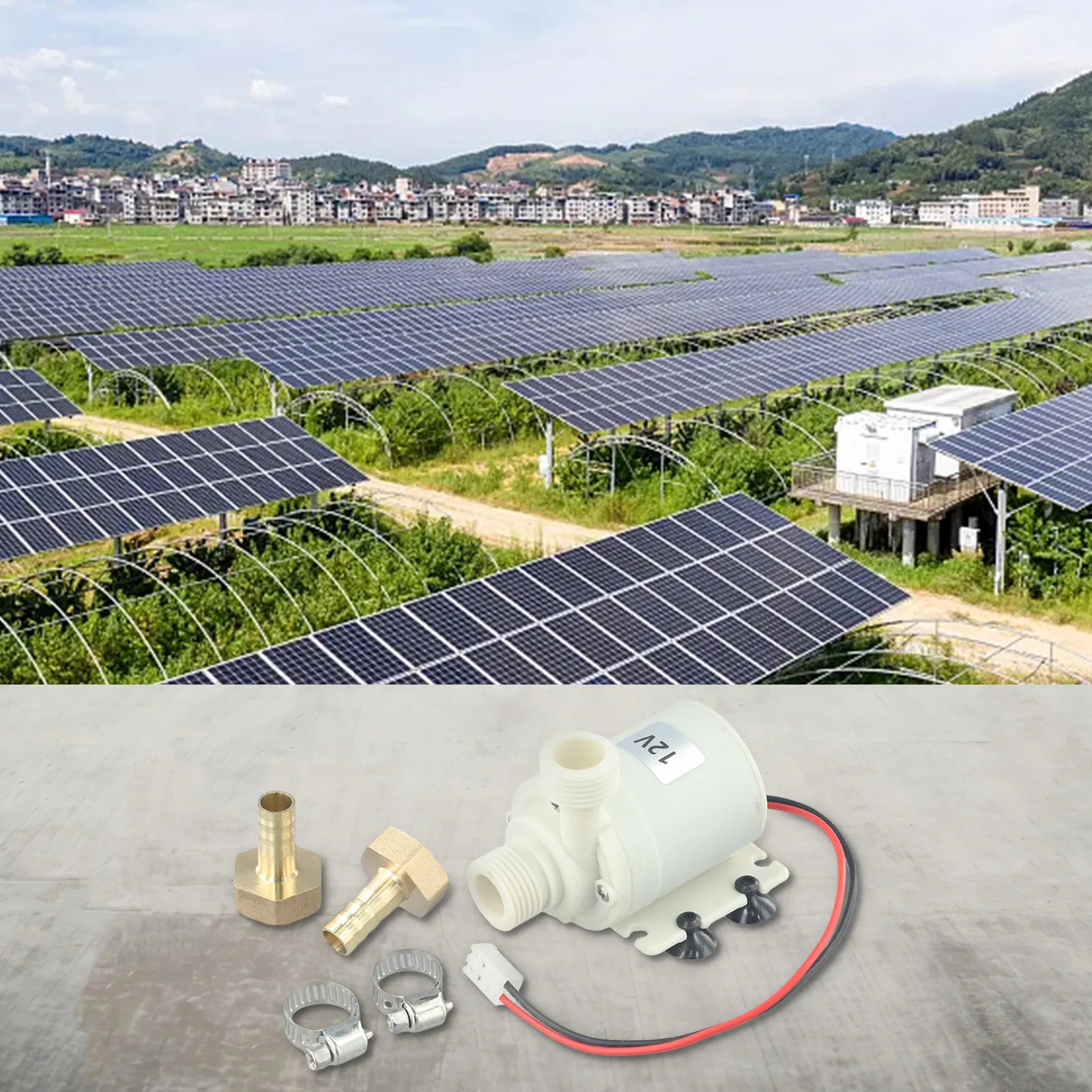 

12V DC Quiet Solar Hot Water Circulation Pump Coupler 2.1gpm Low Noise Circulation Pump Discharge Head Solar Water Pumps Kits