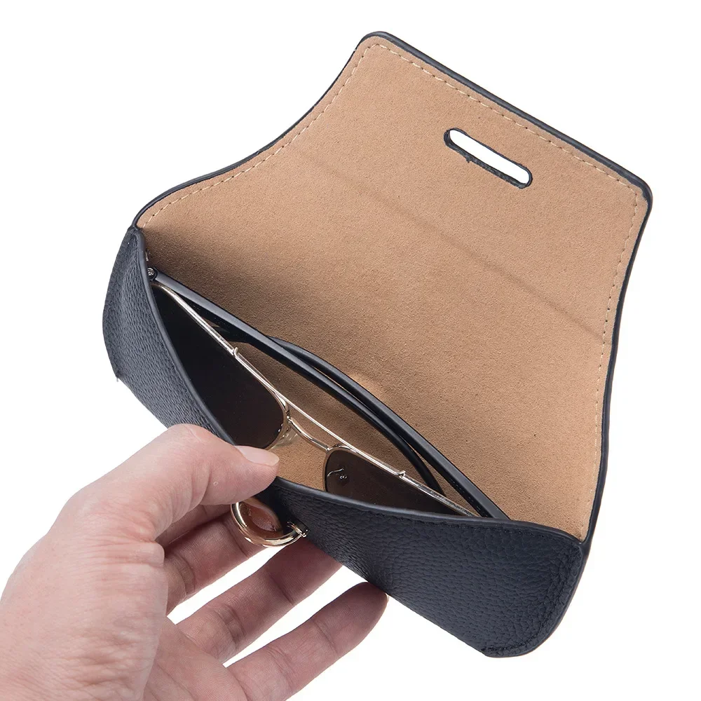 Luxury Brand Leather Glasses Case Holder Portable Slim Sunglasses Pouch Soft Eyeglasses Eyewear Sleeve for Women Men Lightweight