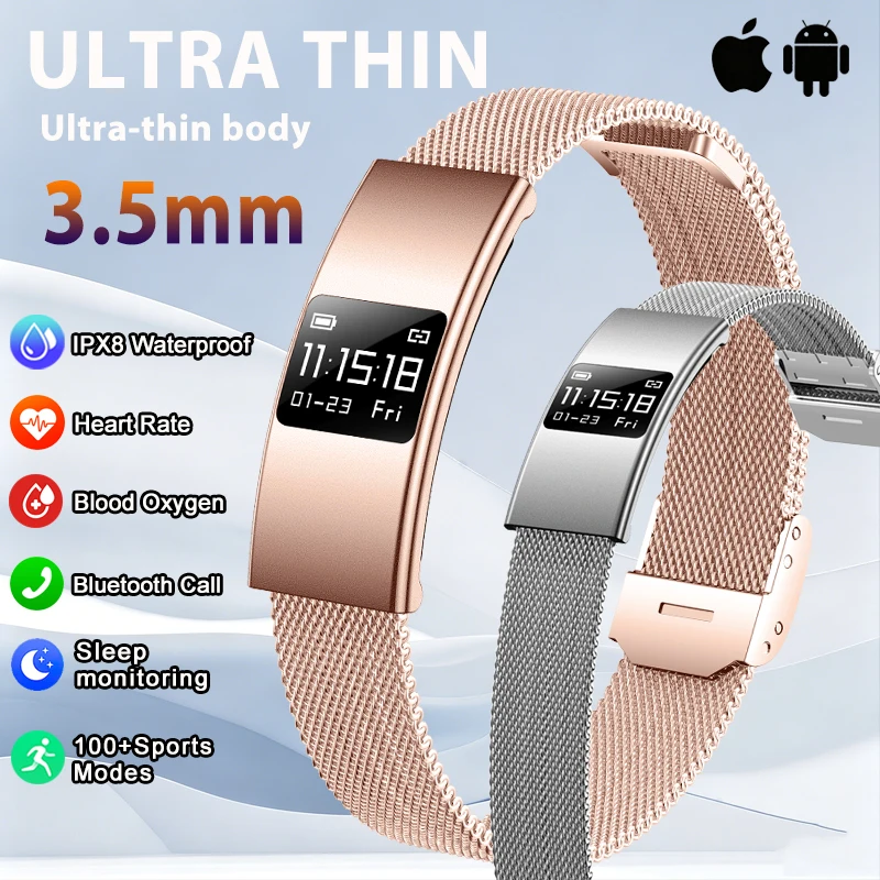 

2026 New 3.5mm Ultra-thin body Smart Watch Heart rate IPX8 Waterproof Daily Monitoring Gift Women Men Bluetooth Smart Bracelet