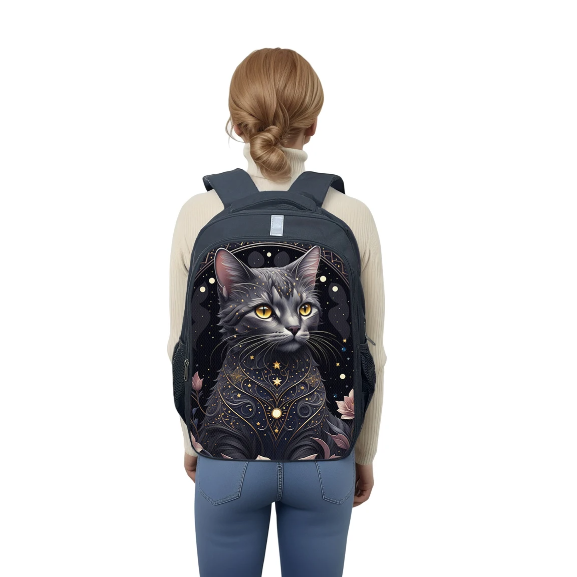 Kawaii Black Cat Moon Printing Teenager Backpacks Boys Girls School Bags Women Laptop Bag for Travel Kids Bookbag Gift