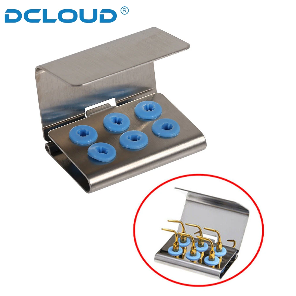 6 Holes Dental Ultrasonic Scaler Tips Holder Stand Silicone with Cover fit EMS/Woodpecker/DTE/SATELEC/NSK Endo Tips Auotclavable