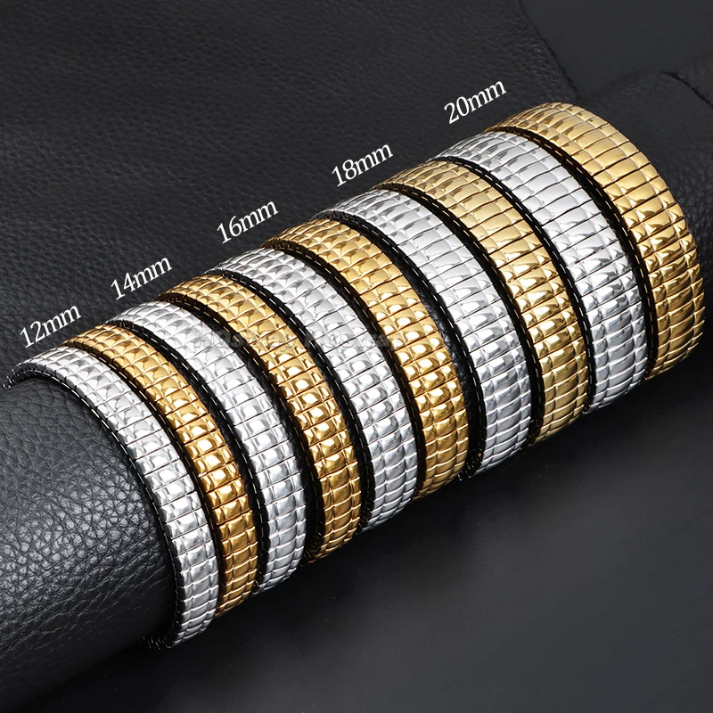 12mm 14mm 16mm 18mm 20mm 금속 탄성 스트랩 스테인레스 스틸 스트레치 확장 밴드 범용 교체 팔찌 액세서리