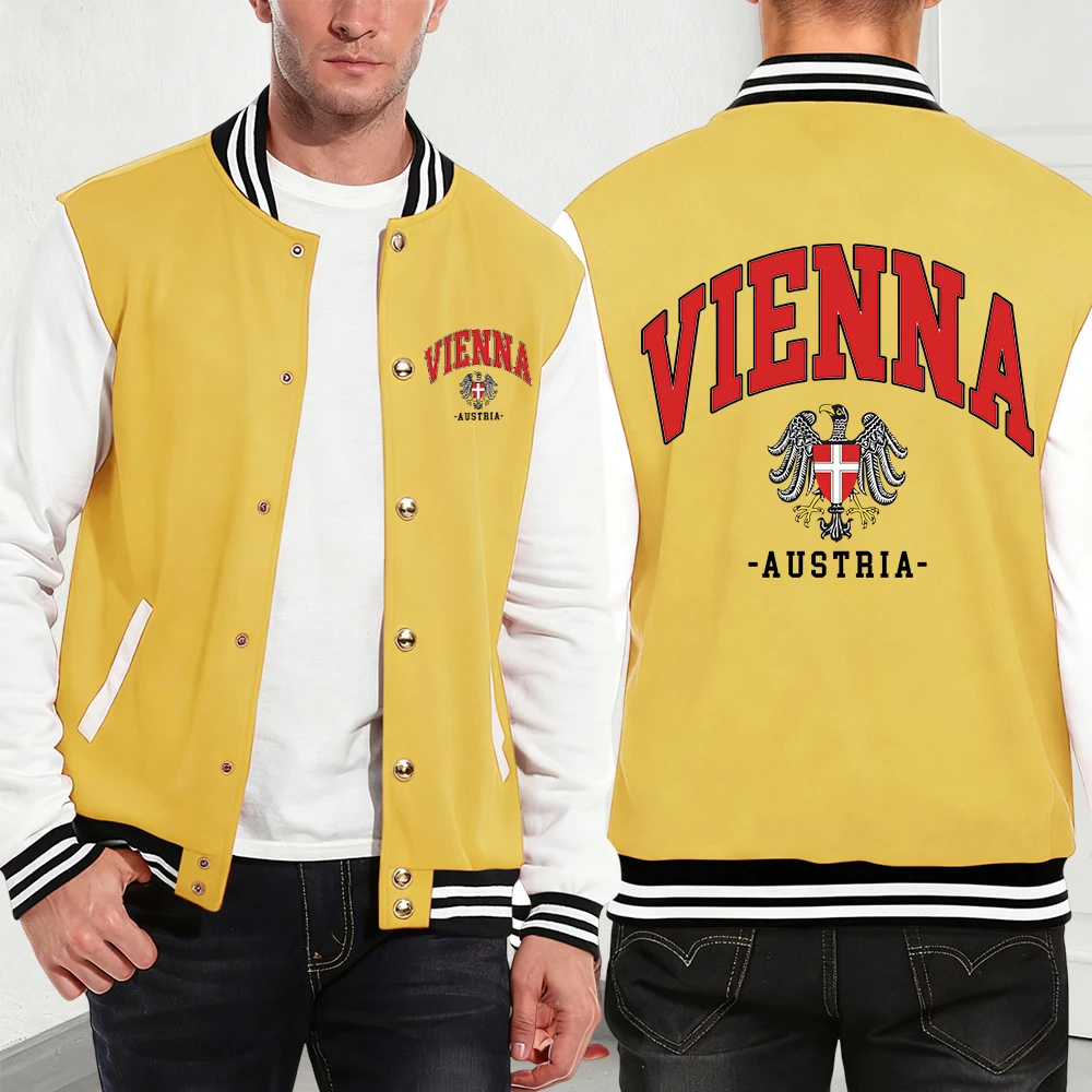 

Хлопковая бейсбольная майка с буквенным принтом Vienna Austria, мужские зимние термопальто, повседневные куртки с карманами, спортивные мужские топы