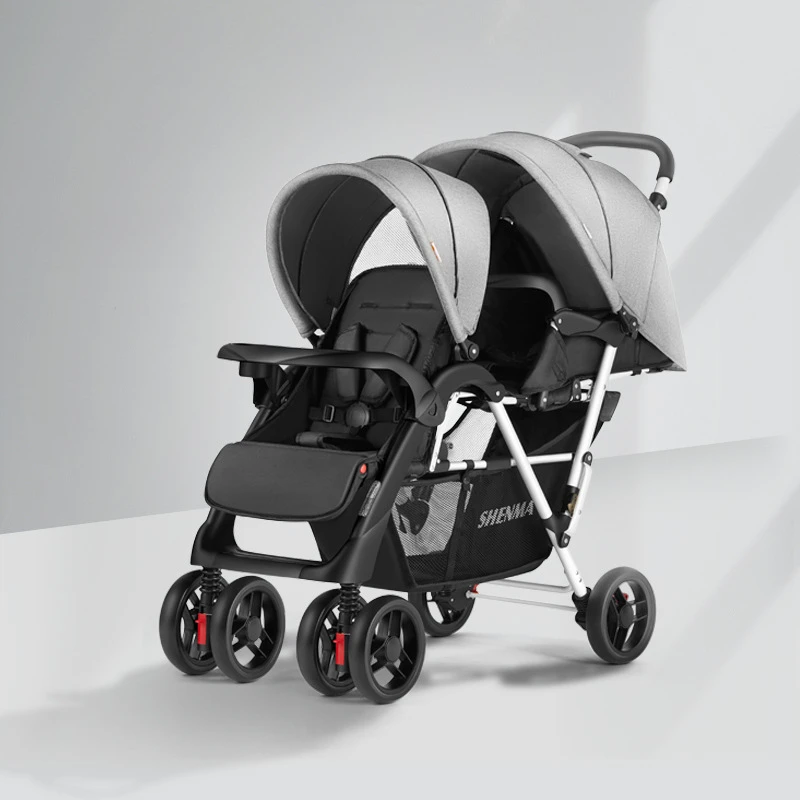 Lightweight Twin Baby Stroller The Baby Stroller Can Sit or Lie Down Collapsible Front and Rear Seat Twin Stroller