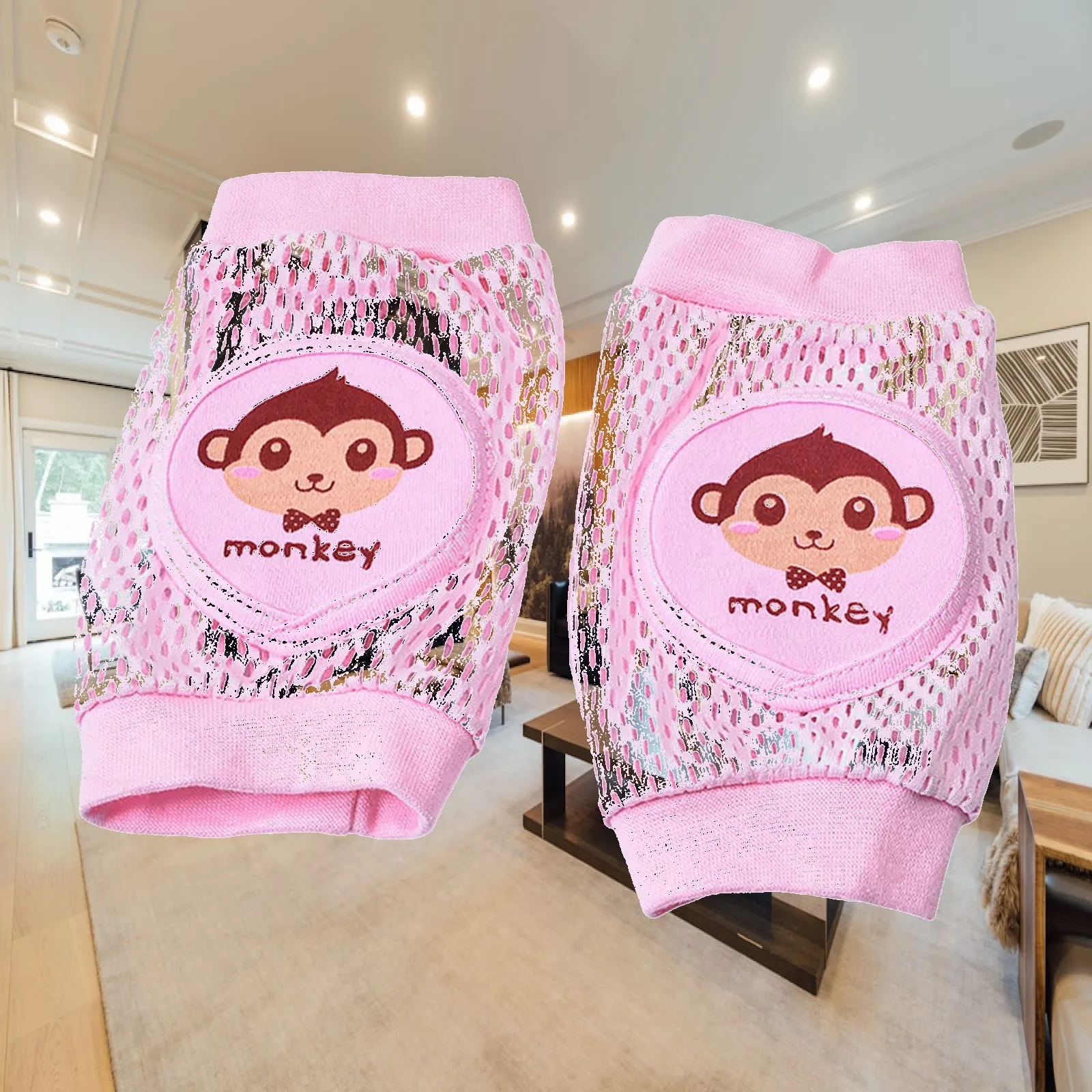 Toddlers Knee Pads Breathable Mesh Baby Crawling Protector for Infant Boy Girl Soft Polyester Cushion with Cartoon Animal