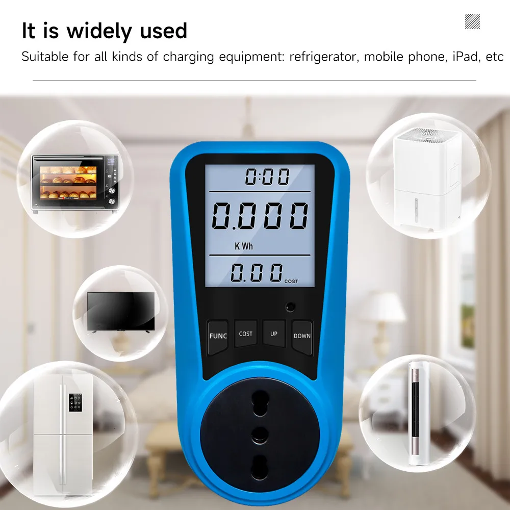 Cerhot ITA Plug مقياس استهلاك الطاقة شاشة عرض الكهرباء القابلة لإعادة الشحن مع حماية من الحمل الزائد مقياس الطاقة الكهربائي