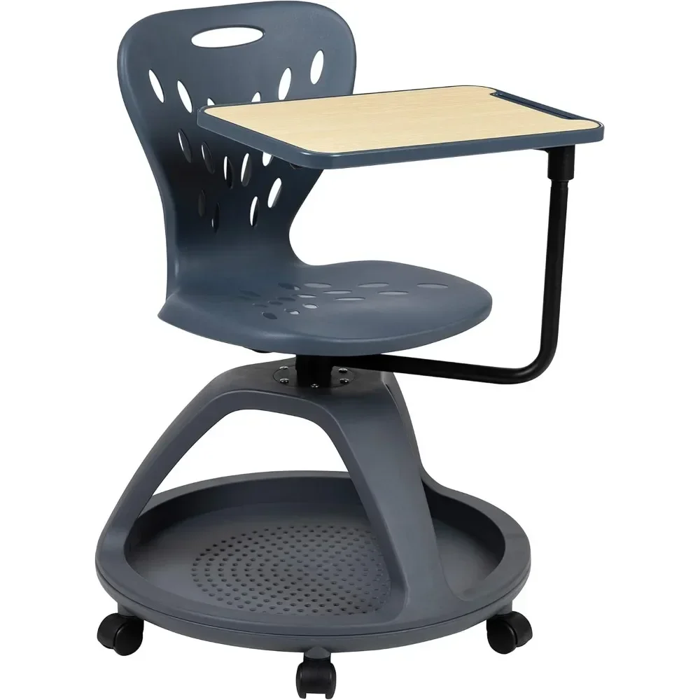 Mobile Desk Chair com Armazenamento Cubby, Rotação 360 ° Tablet