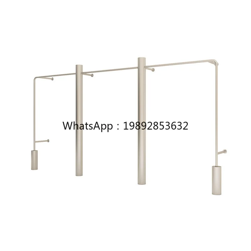 LYY Clothing Store Display Rack Stainless Steel Wall-Mounted Rack silver Side Hanging Women's Store Display Rack Floor-Standing