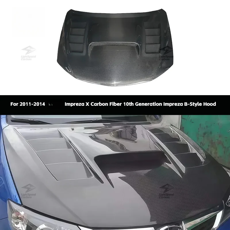 

Утолщенный карбоновый капот (крышка двигателя) в стиле Type B для Impreza 10-го поколения, 2008-2014 гг.