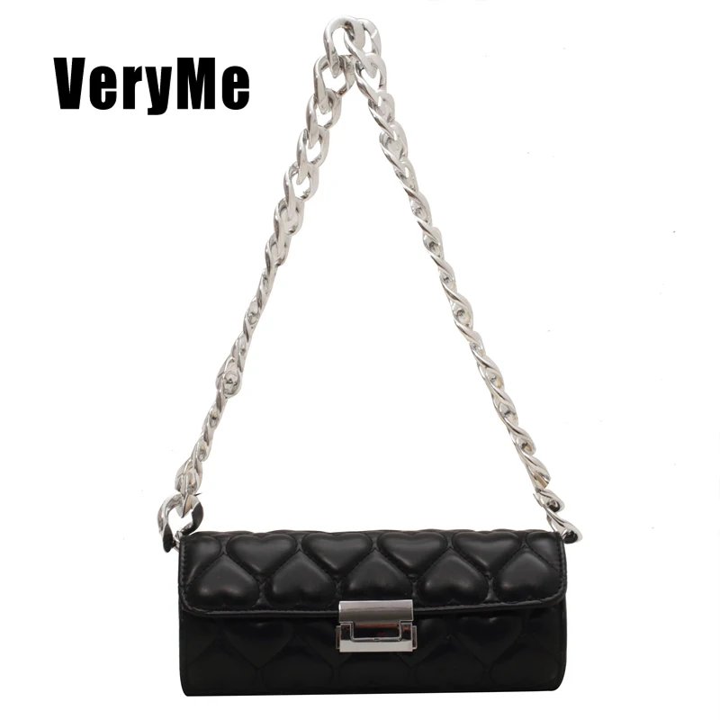 VeryMe-Bolso de hombro de piel sintética para mujer, Baguette de diseñador de lujo, de marca de moda, combina con todo