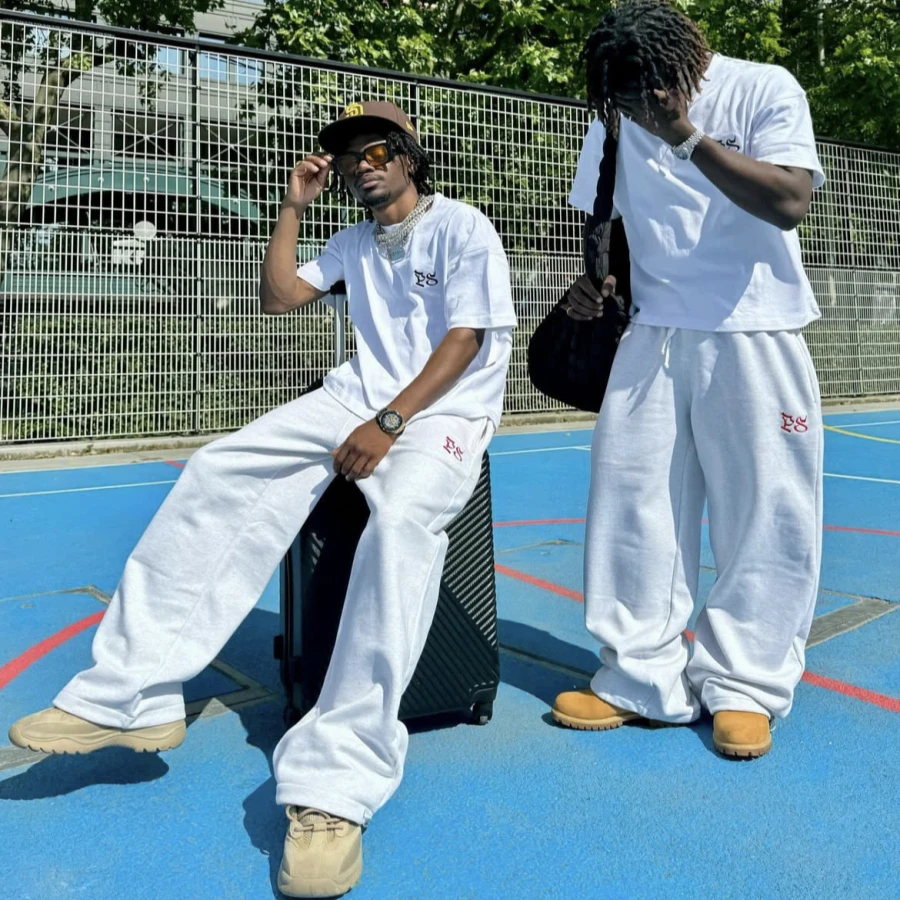 

Pepe Sudio American Retro Embroidered Logo Men's Casual Pants Loose Straight Leg Sport Long Trousers Fce Lined Autumn Winter