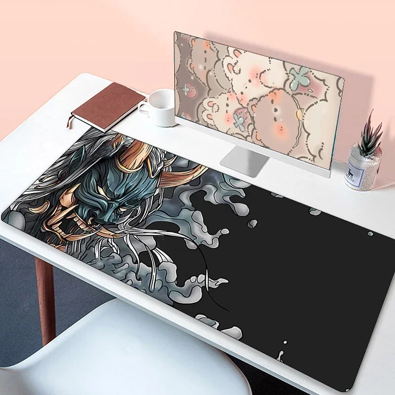 Anime giapponese Oni Mouse Pad Gamer Tappetino da scrivania Tappetino per mouse grande Xxl Accessori per PC da gioco per computer Gomma antiscivolo Blu 400X900