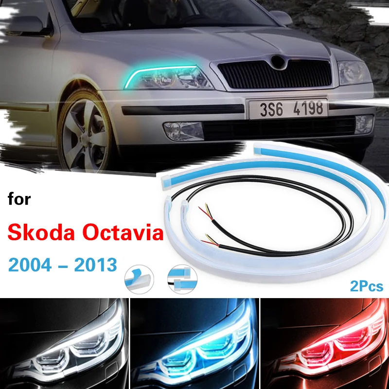 

2pcs Drl For Cars LED Lighting Strip For Skoda Octavia 2004-2013 Daytime Running Lights Flexible Strips Light 12V Auto Headlight