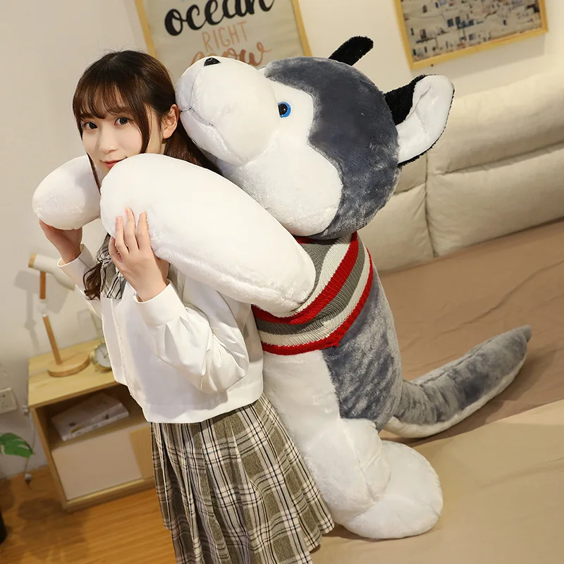 120CM Cute Soft Kawaii Huge Husky Plush Toys Dog Stuffed Animals Long Pillow Doll For Kids Girlfriend Birthday Gift Room Decor