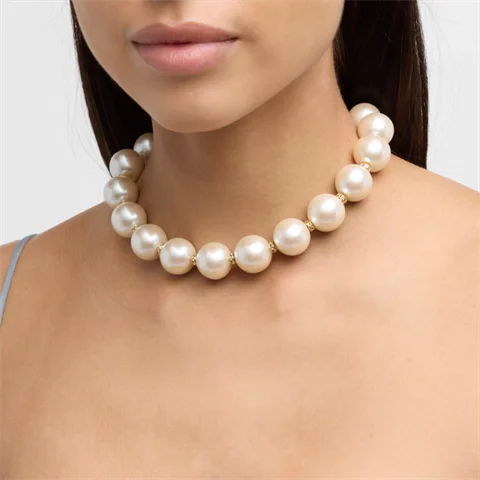 

Oscar Famous Brand Oversized Pearl Necklace Bold Minimalist Statement Collar Luxury Designer Jewelry for Women Earrings Set