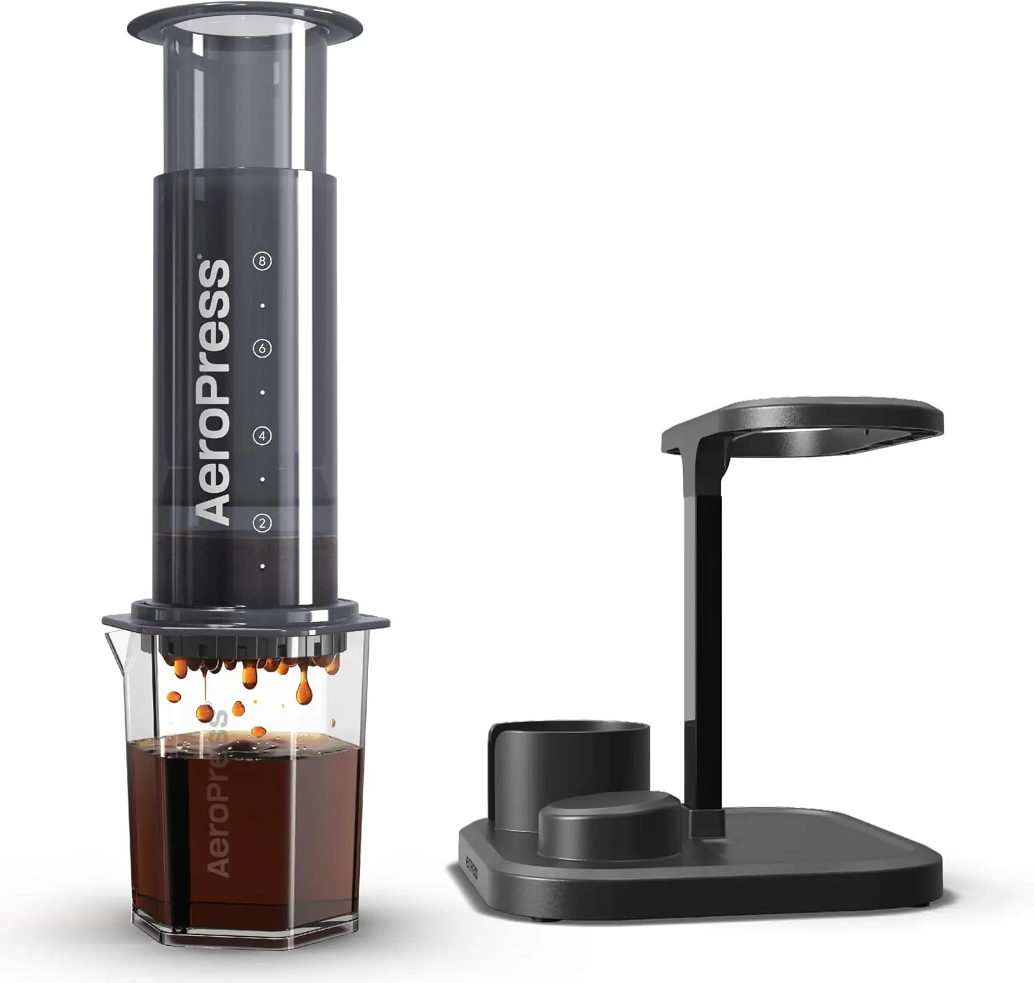 XL Coffee Maker Bundle, Coffee Press & Organizer Stand, 3 in 1 French Press, Pourover & Espresso-Style, Smooth Coffee Without Gr