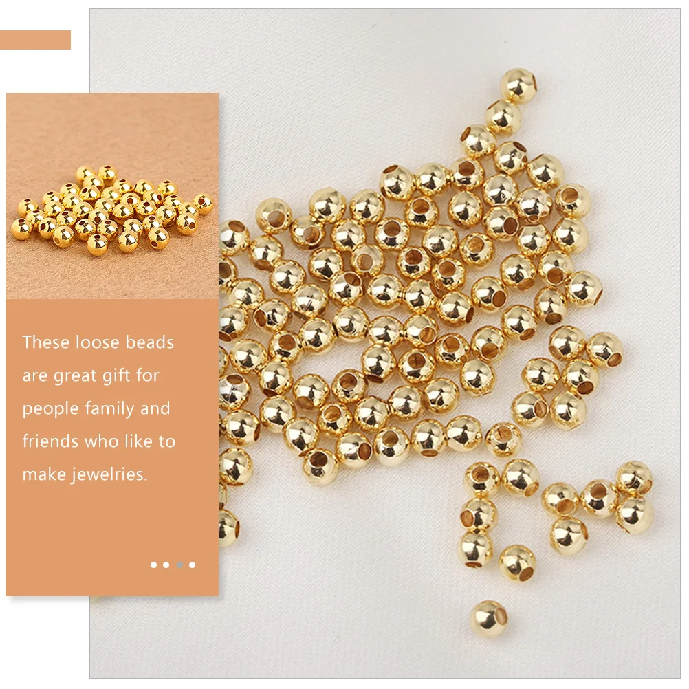 

300 Pcs 14K Gold Round Beads for Bracelets Jewelry Making Diy Crafts Crafting Material Spacer Accessories