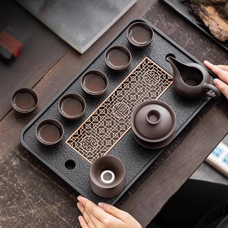 

Valet Ceremony Tea Tray Ceramic Decorative Serving Drainage Pot Office Small Tea Tray Hospitality Coasters Bandejas Teaware