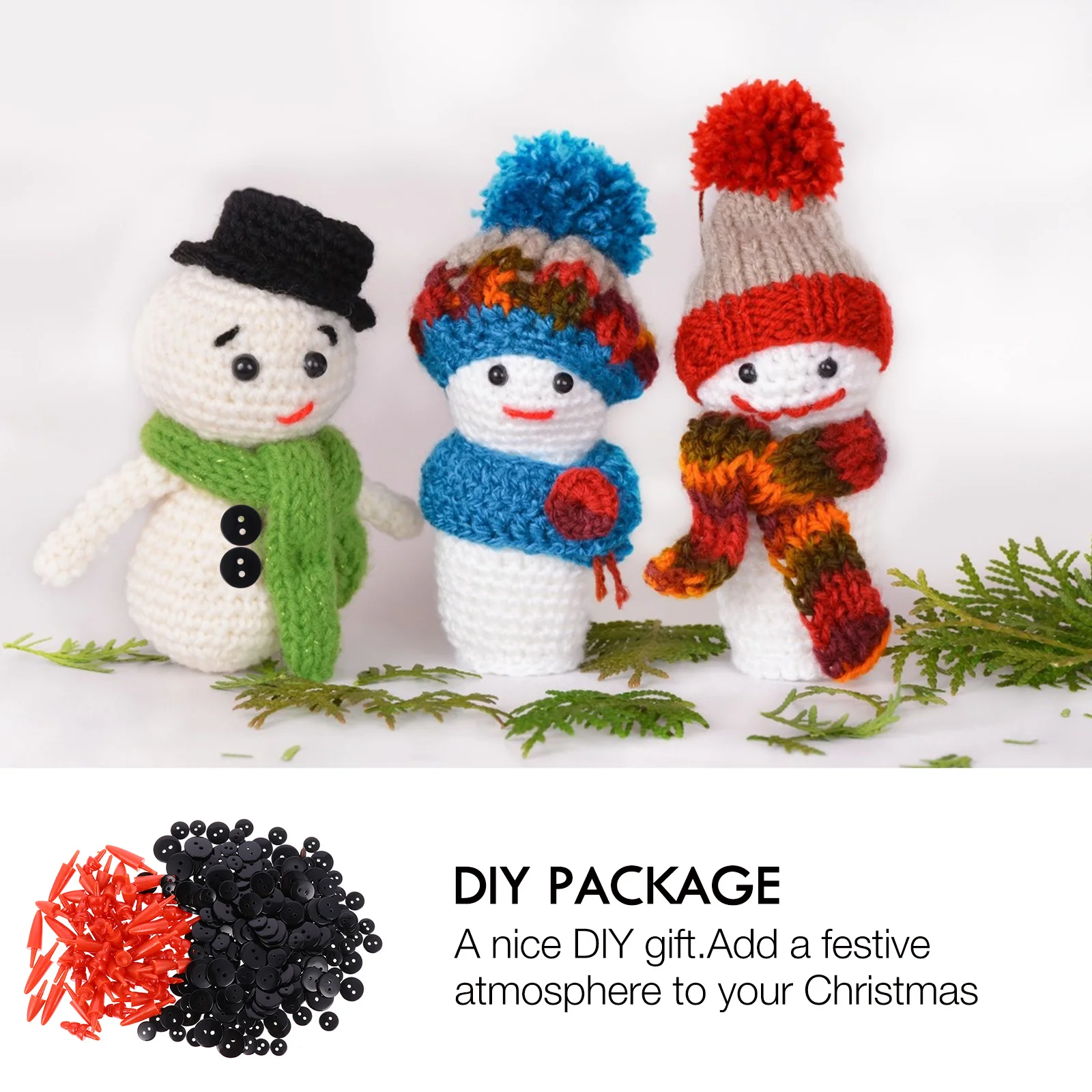 

260 Pcs/Set Snowman Accessories Diy Craft Kit Nativity Buttons Cute for Christmas Art Crafts Decor Outdoor Winter Figurines