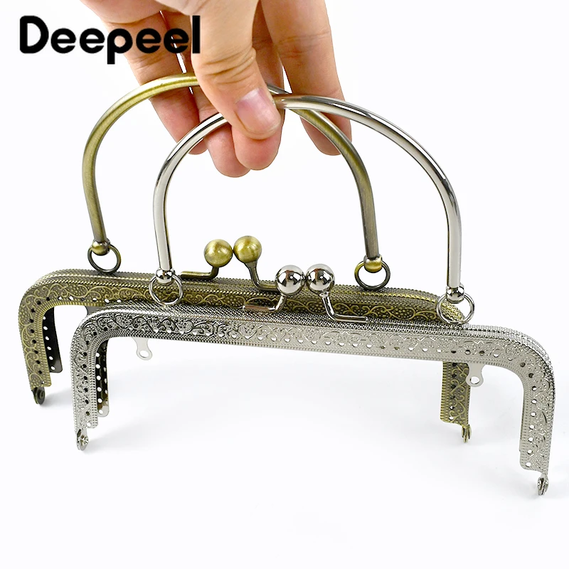 Deepeel-Bolso liso cuadrado de Metal de 18cm con asa para mujer, marco para bolso, cadena tejida, accesorios de costura hechos a mano, 1/2/5 Uds.