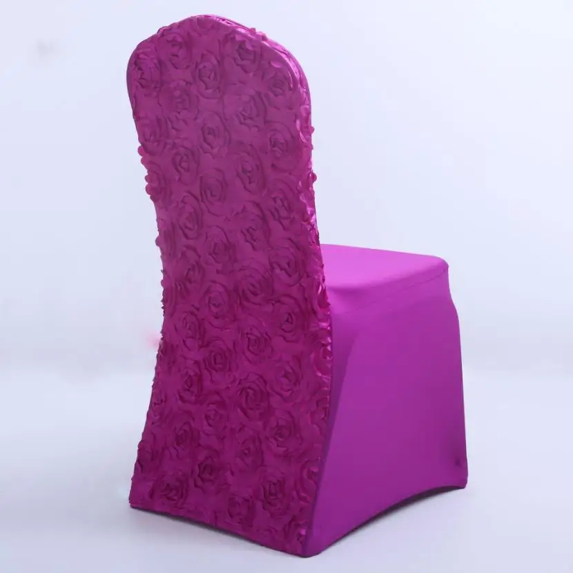 50pcs Chair Covers Rose Flower Chair Cover for Wedding Hotel Decoration ni121