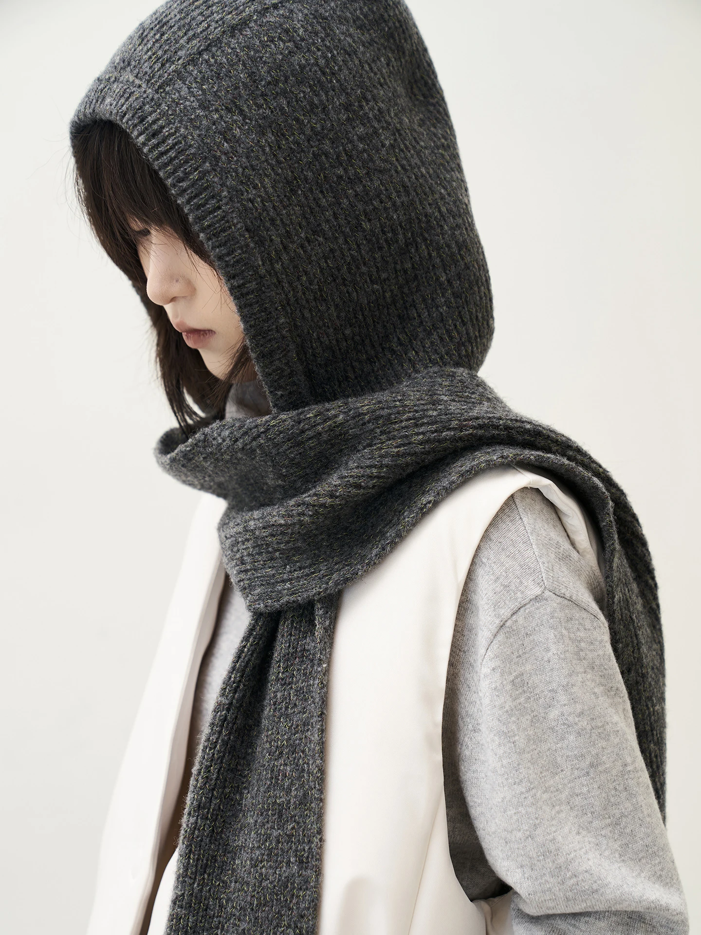 ディープアイニットスカーフ、フード付き、暖かい冬用ファッションアクセサリー、若い女性向け