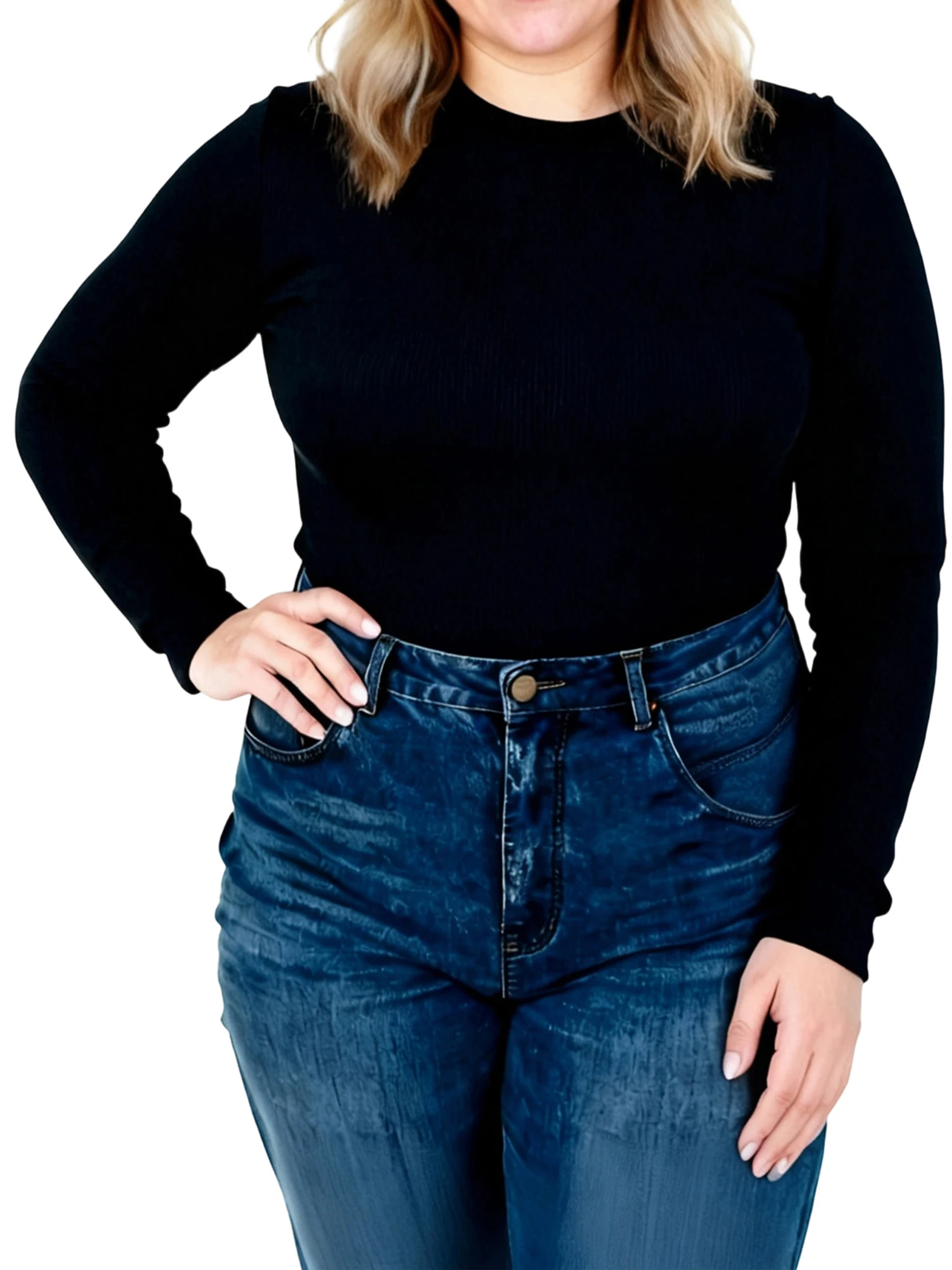 

Женские топы больших размеров, осенние однотонные рубашки в рубчик с круглым вырезом и длинными рукавами