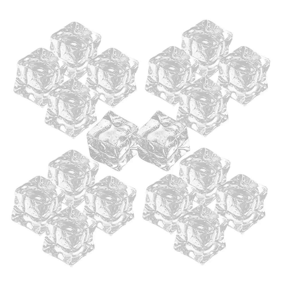 50Pcs High Gloss Acrylic Ice Cubes Simulation Ice Cubes Decorative Cube Props for Bar Decor Home Bar Display Photo Shoot
