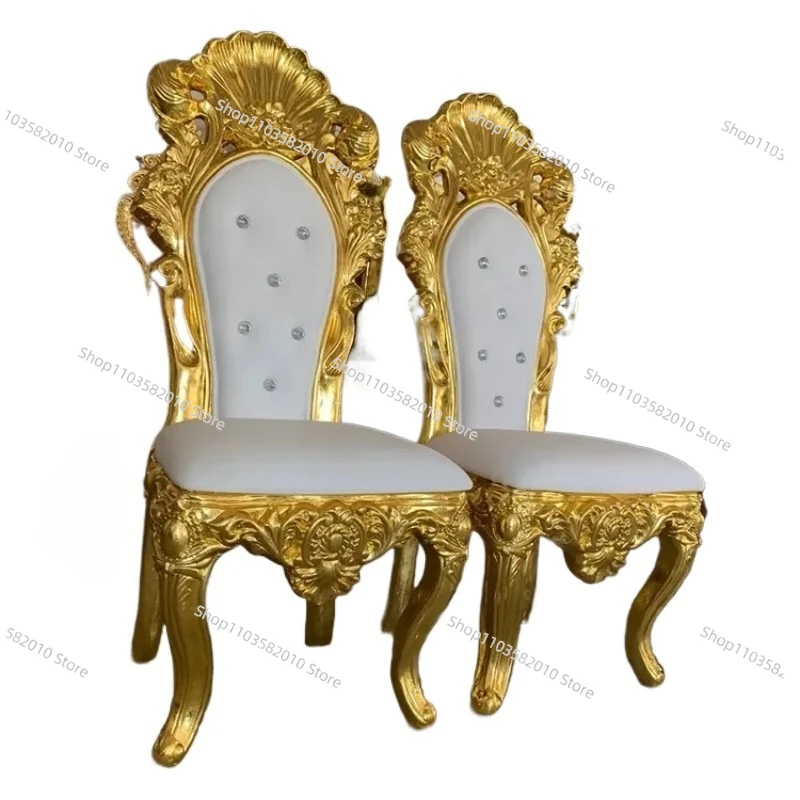 

Luxury style living room leather high back gold king queen chair 2 single throne chairs for events, weddings, and parties