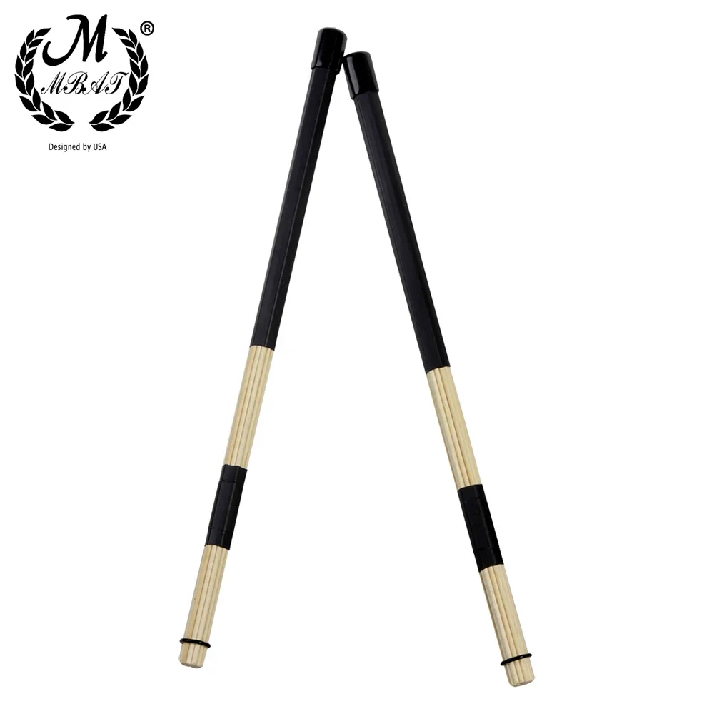 M MBAT 1 Pair 40CM High Quality Bamboo Drum Brush Drumsticks Rods Jazz Drum Sticks Brushes Rod Percussion Accessories Parts