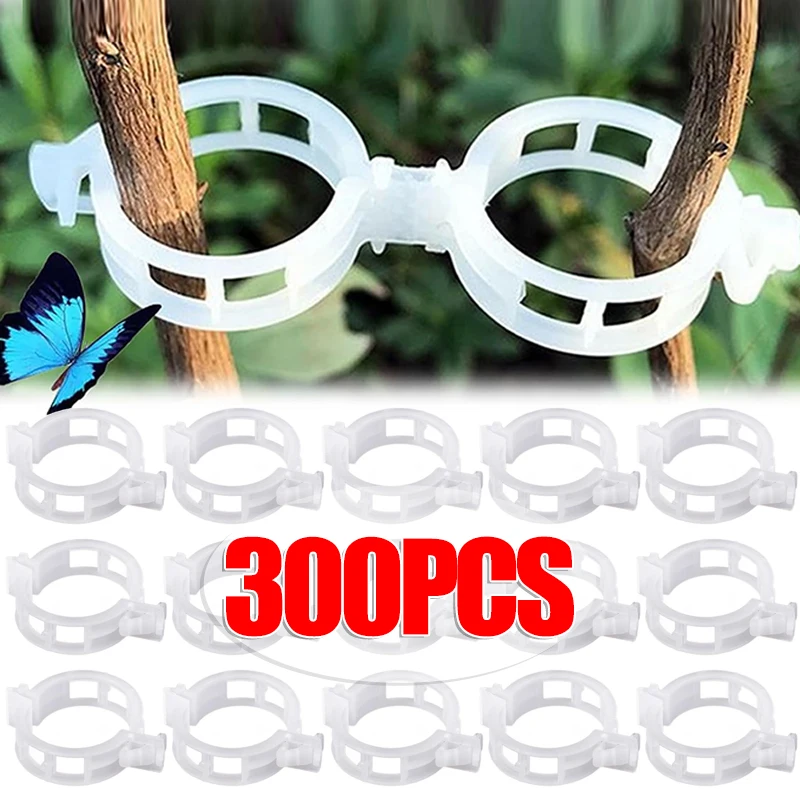 

50/300pcs Plastic Plant Supports Clips Reusable Connects Plant Vine Protection Grafting Fixing Tool For Vegetable Tomato Garden