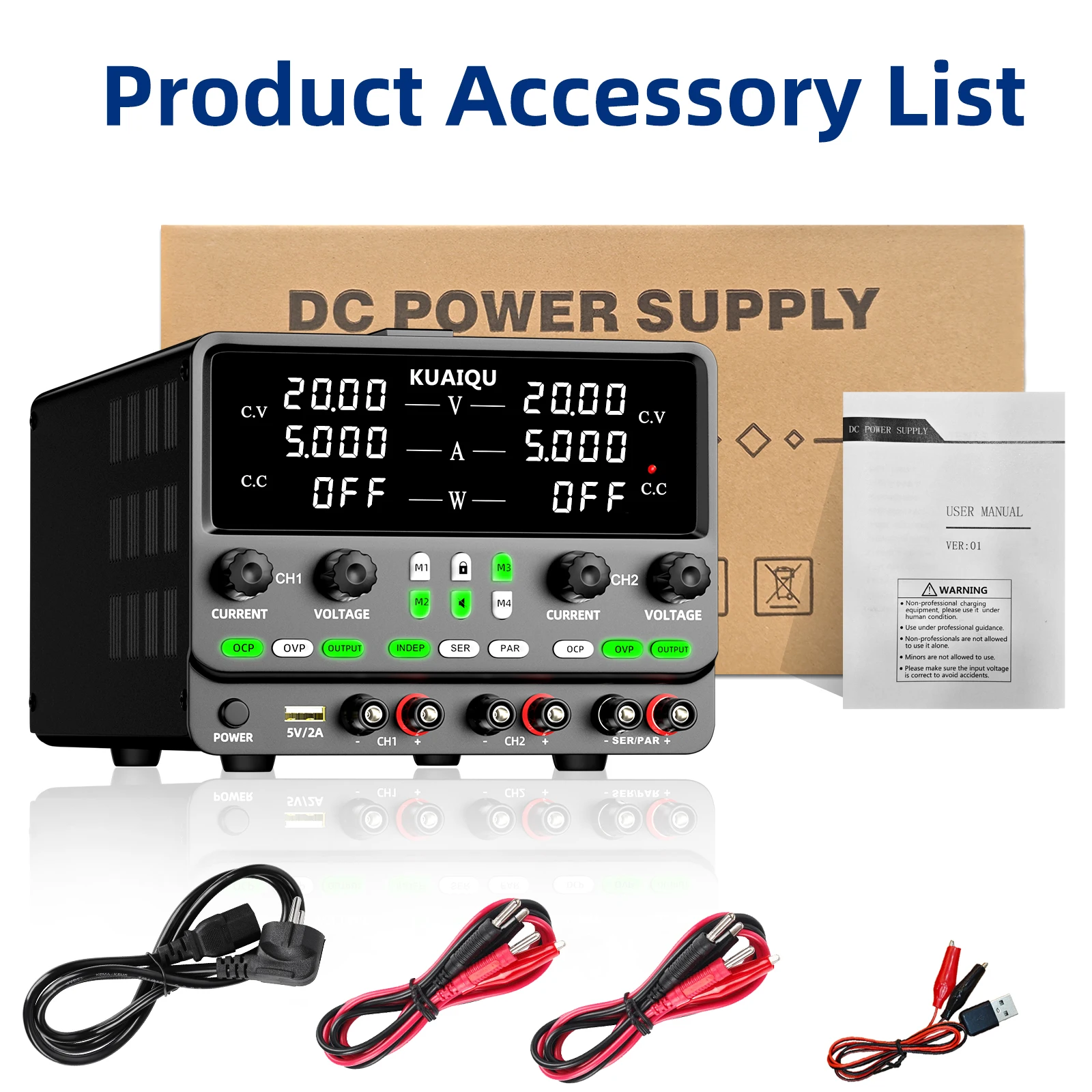 30V10A Dual Channel Bench Power Supply 3-Way Series-Parallel Output Overvoltage Overcurrent Protection Laboratory