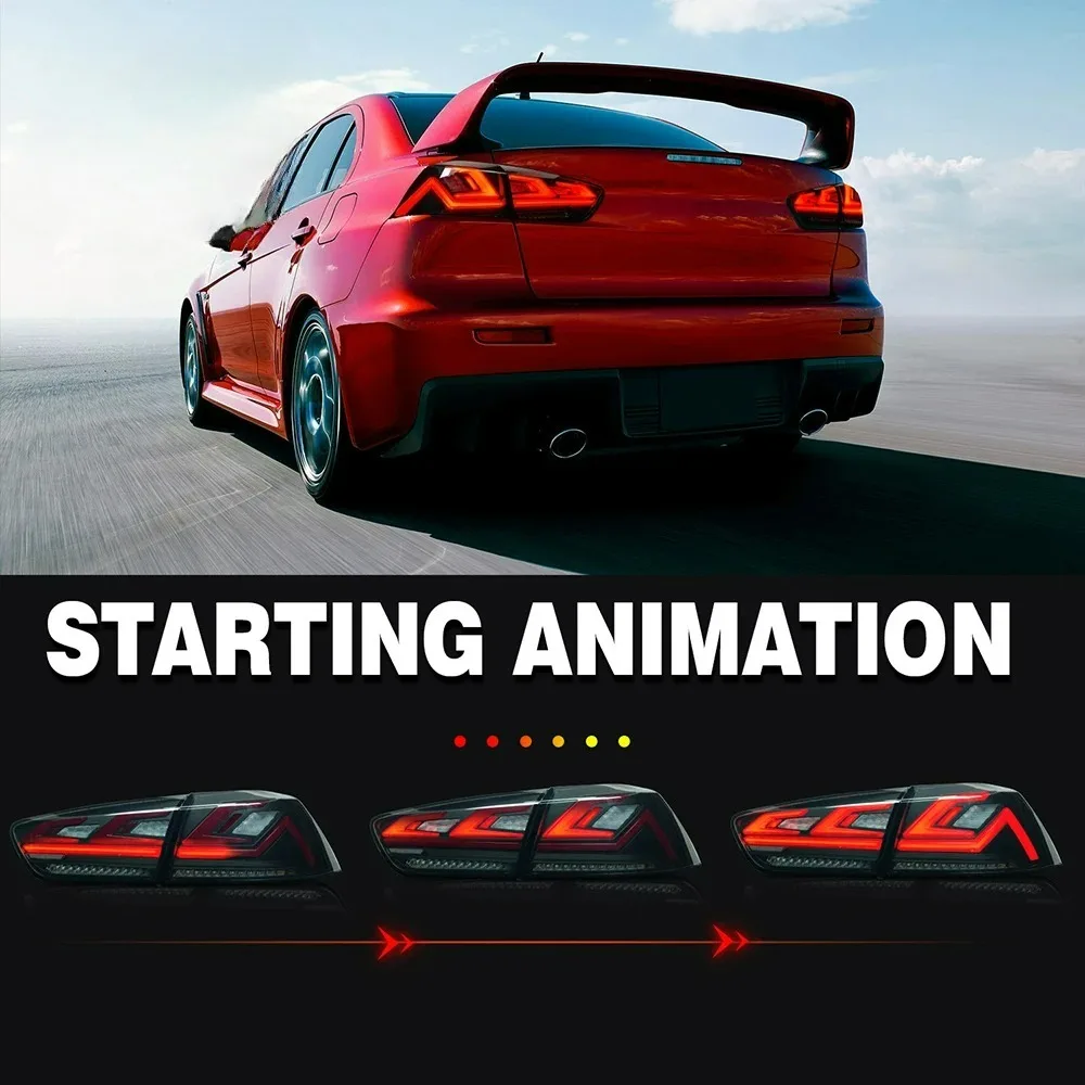 ชุดไฟท้ายรถยนต์สำหรับมิตซูบิชิแลนเซอร์ ปี 2008-2018 ไฟเบรก LED ไฟท้ายรถยนต์แบบ LED อะไหล่แต่ง