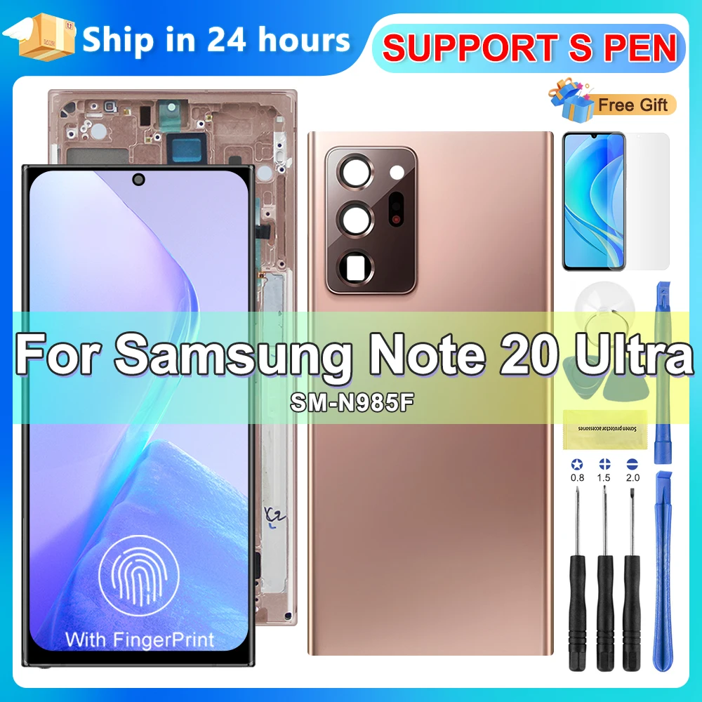 AMOLED For Samsung Note 20 Ultra N986B N985 N985F SM-N986F LCD Display For Note20 Ultra 5G LCD Touch Screen Support Fingerprint