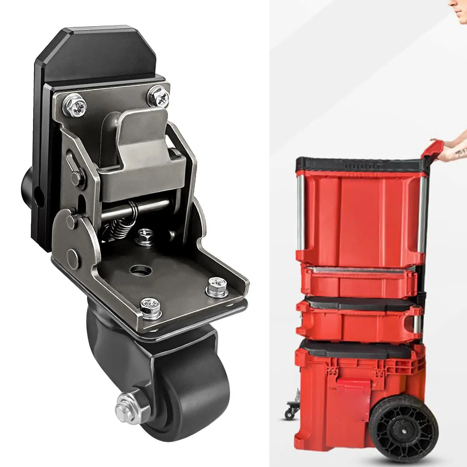 Rolling Toolbox Caster 200lbs Capacity Accessories Black Front Caster Wheels,Caster Wheel Kit Fit for Rolling Tool Box Sturdy