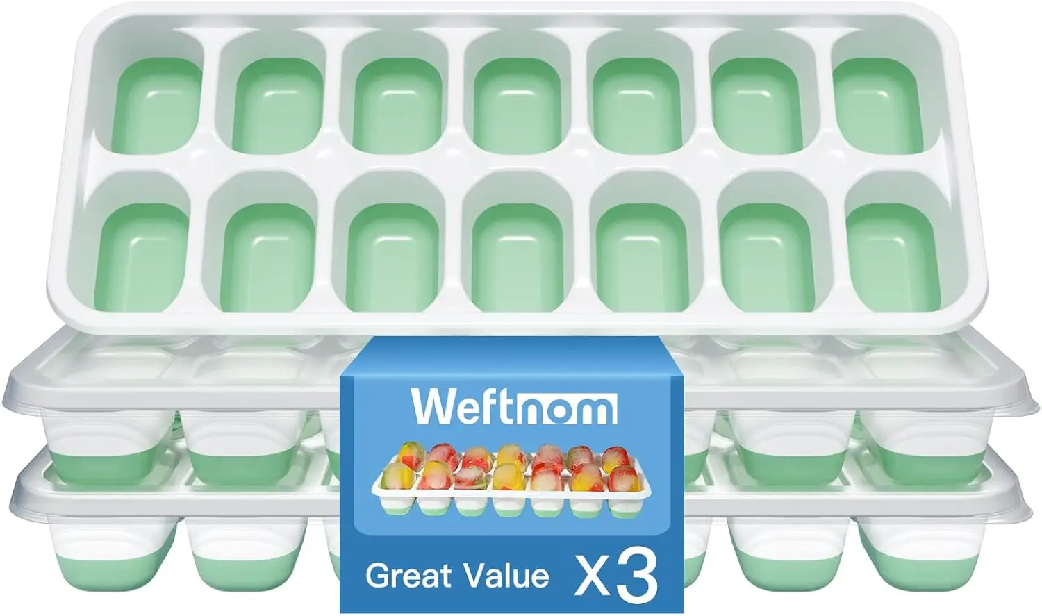 Ice Cube Tray with Lid, 3 Pack Silicone Easy-Release Ice Trays for Freezer, Stackable Ice Cube Molds for Drinks, Cocktails, Whis — купить у AliExpress WW
