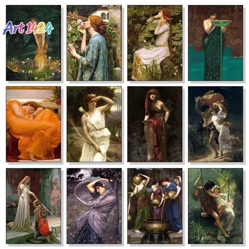 Pre-Raphaelite Woman Portrait Poster Lady Godiva Midsummer Eve Canvas Painting Vintage Wall Art HD Picture For Office Home Decor