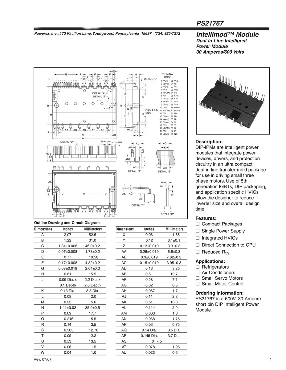 1PCS PS21767 PS21767-V FREE SHIPPING NEW AND ORIGINAL MODULE  （ Dual-In-Line Package Intelligent Power Module ） free shipping