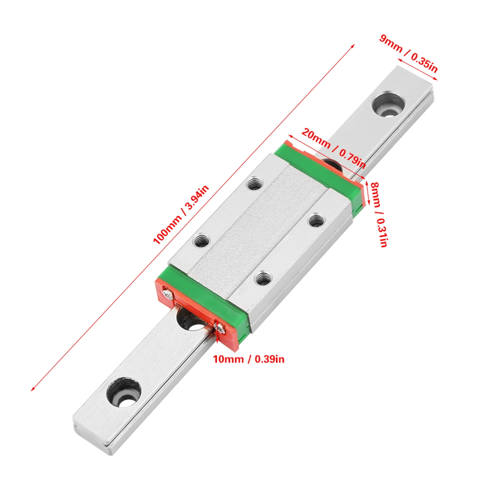 100mm MGN9H Miniature Linear Rail  Rail 9mm Width Slide Block Linear  Rail Linear Rail Carriage Linear Motion Rail