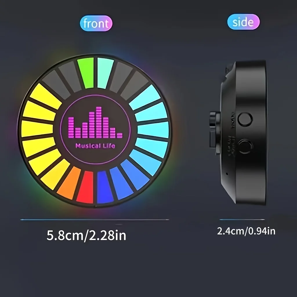 2pc Sound Activated Light Strip, Music Sync Color Change, USB Plug&Play, Fit Car Home Bedroom Office, P D&S, Gift For Car Lovers