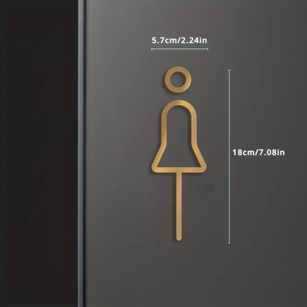 Durable Black Gold Color Toilet Sign Plate Brass Wash Room Door Wall Label Sticker Wc Holder Signage Board
