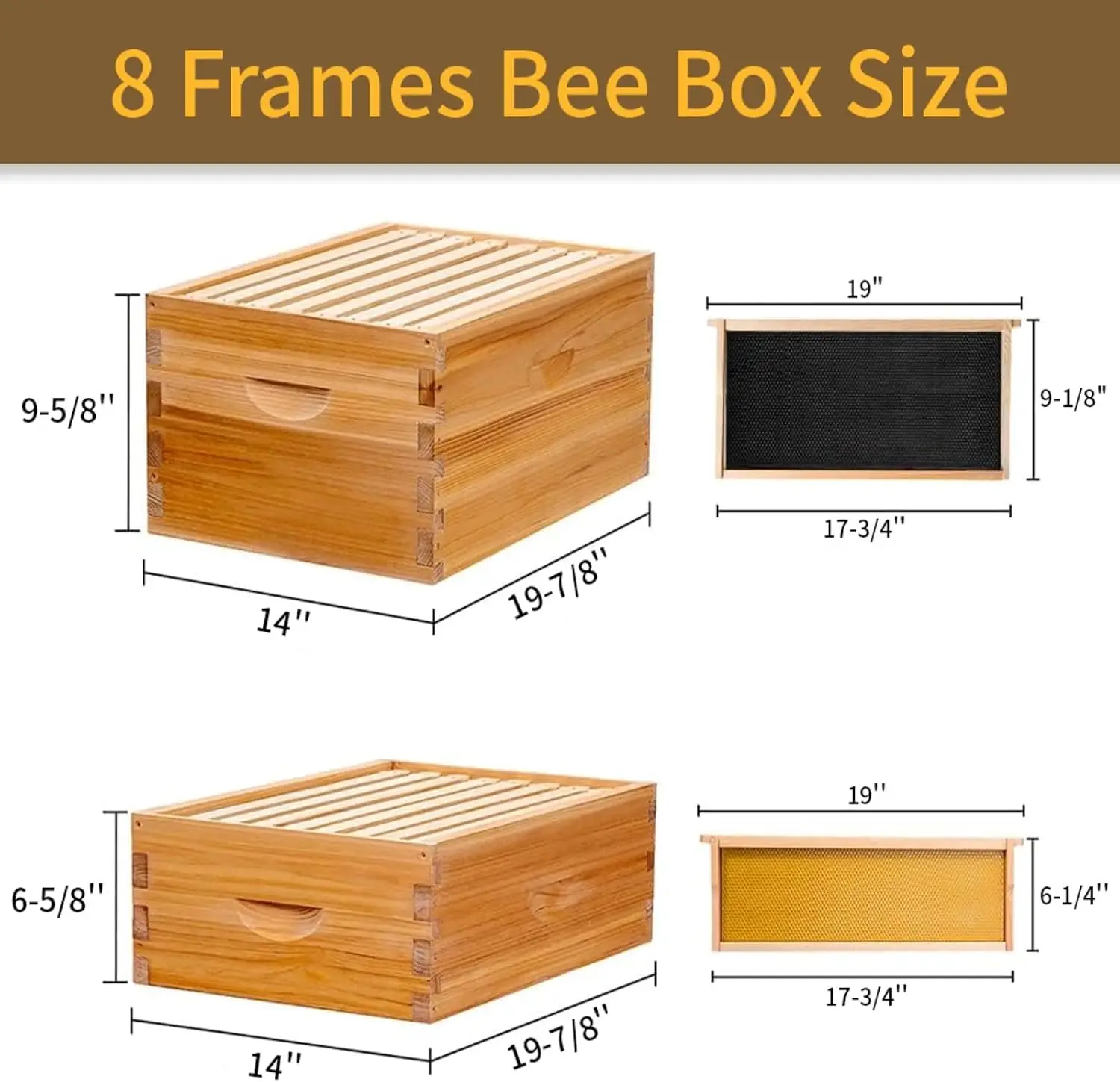 8 Frame Beehive Beeswax Coated Includes Beehive Frames Foundations 2 Deep Boxes 1 Medium Box