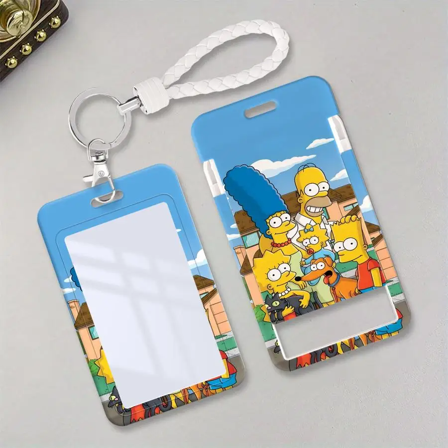 Surfing Homer Jay Simpson Cover Case 1Pc Card Holder Retractable Credit Card Holders Holders Child Bus with lanyard Bank ID