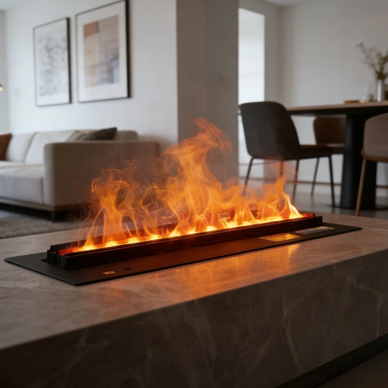 

Electric Steam Fireplace Humidifier No Ventilation Required, 3D Mist Flame, Works in Passive Houses Fireplace Console Fire Pit