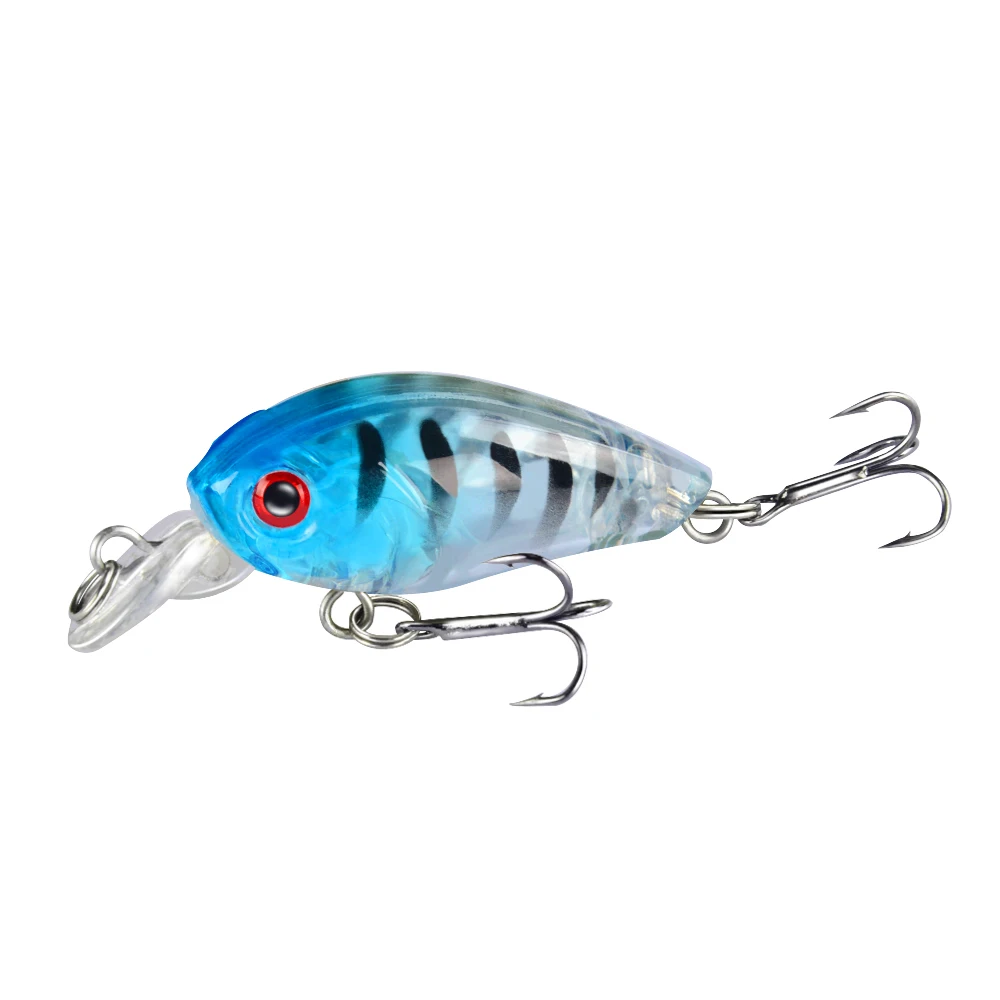 LINGYUE New 1pcs Small 4.5cm 4g Laser Hard Crank Fishing Lure Crankbait Treble Hooks 3D Eyes Plastic Bait Wobbler Tackle Pesca
