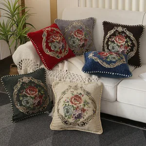 European luxury embroidery Floral Cushions Case, Chenille, Jacquard Pillows, Binding Border, Decorative, Decoration room 10 main sales luxury embroidered pillows - №10
