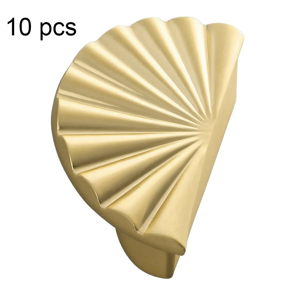 Scalloped Cabinet For Pulls for Drawers and Doors Zinc Alloy 64mm Spacing Brushed Brass Gold Pearl Gray Finish